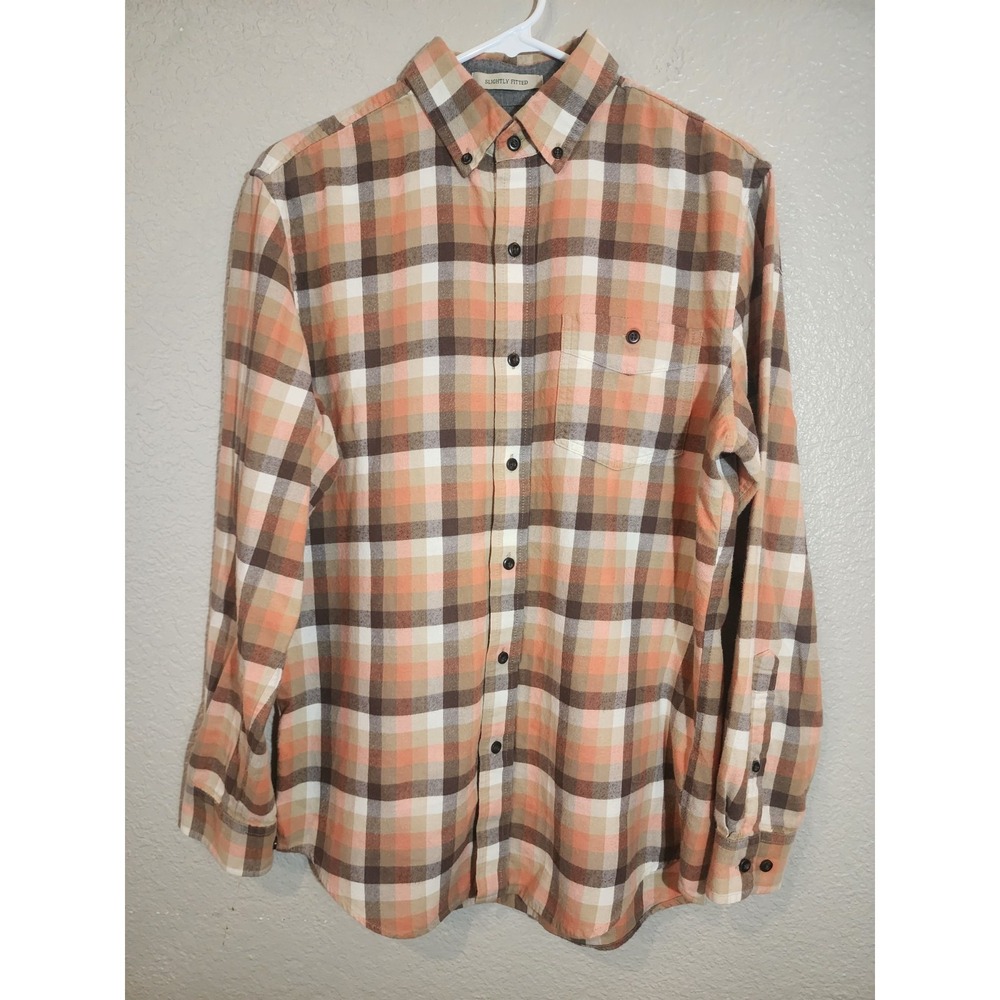 L.L. Bean Men's Plaid Flannel Shirt,‎ Size S, Gray Pink, Long Sleeve, Cotton